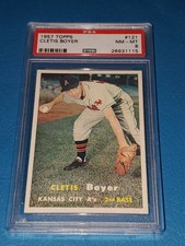 1957 TOPPS CLETIS BOYER #121 PSA 8 (((PERFECT CENTERING)))