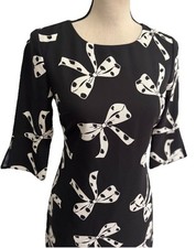 Banana Republic Women’s Dress Black White Bows Lightweight Lined 00 Petite