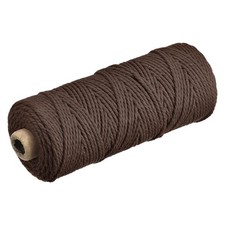 Cotton Rope Twisted Braided Rope Cord, Brown 100m/109 Yard 2mm Dia