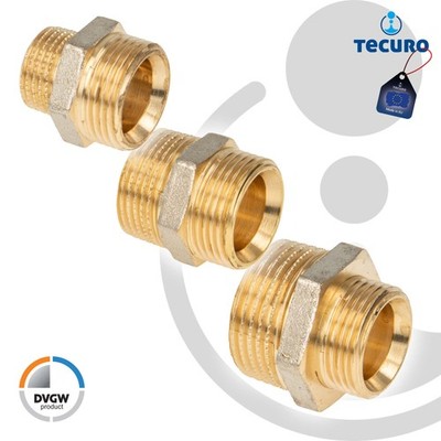tecuro Reduziernippel Eurokonus G 3/4 Zoll AG x G AG DVGW Messing teilvernickelt