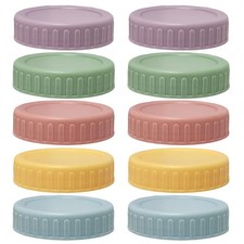10 Pcs Regular Mouth Plastic Mason Jar Lids Colored Canning Tops Covers