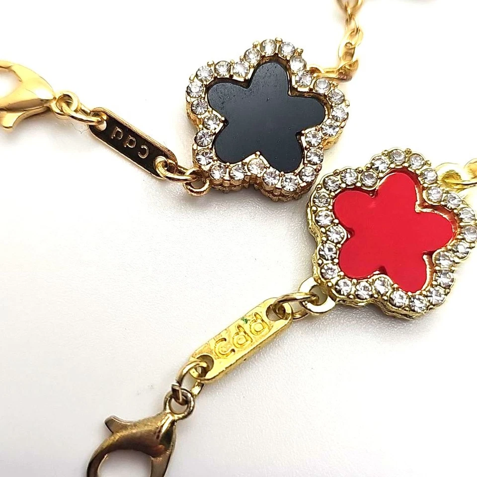 Bracelets by cdd Rhinestones One black one multicolored Goldtone Hardware - Image 3 of 4