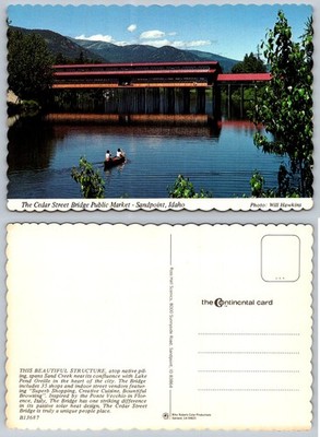 Cedar Street Bridge Public Market Sandpoint Idaho Postcard Continental Card