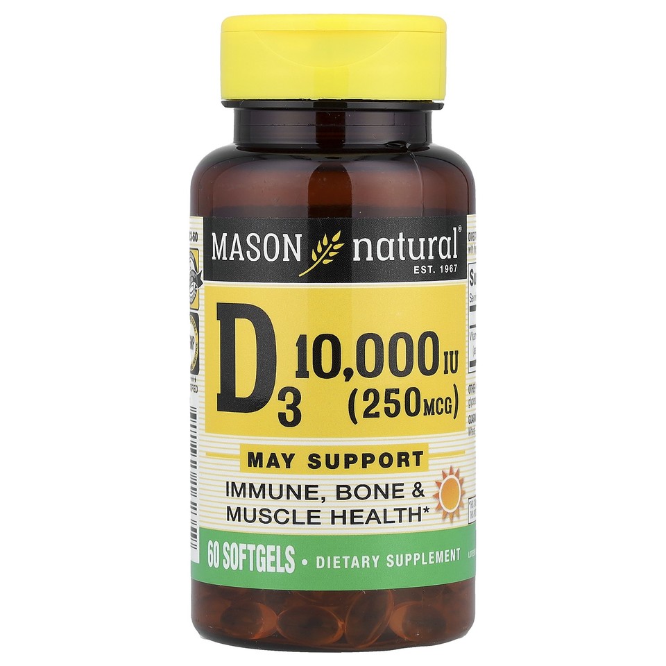 Vitamin D3, 250 mcg (10,000 IU), 60 Softgels