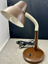 Vintage Tensor Corp Brown Metal MCM Industrial Goose Neck Desk Lamp Light NY USA