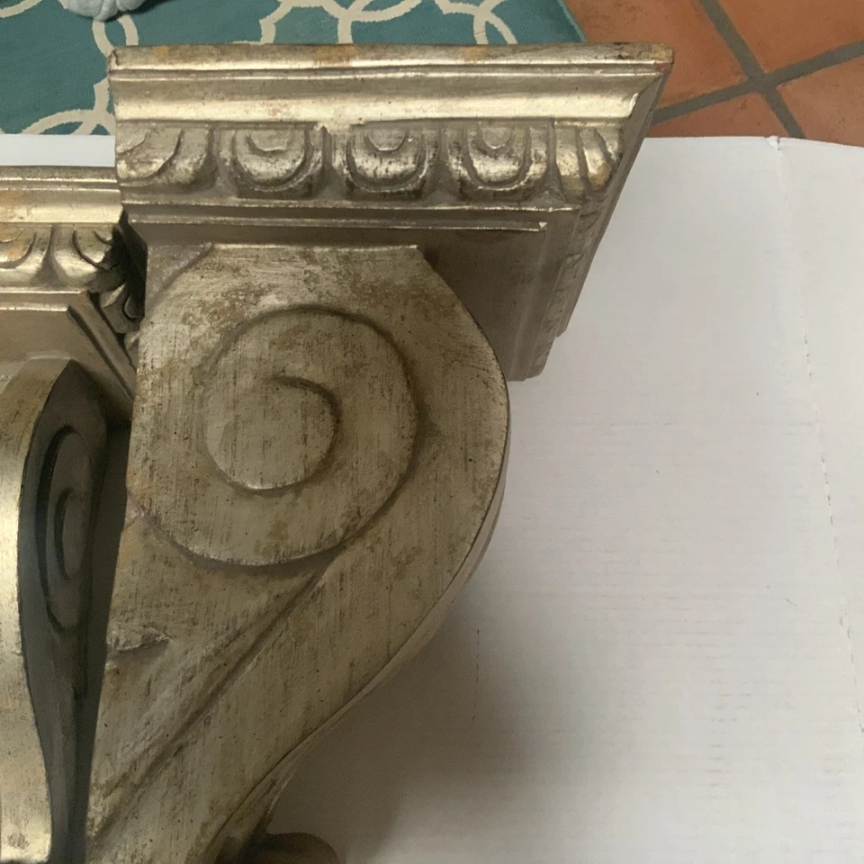 Par de ménsulas decorativas vintage de 18" de oro “antiguas” de acanto Foto 3 de 4