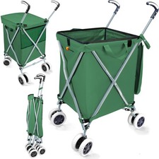 Wellmax WM99100 Series Folding Shopping Cart with Wheels, Grocery Cart with Remo