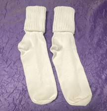 Women's Vintage 80s 90s White Ribbed Cuff Crew Slouch Socks Fruit of the Loom