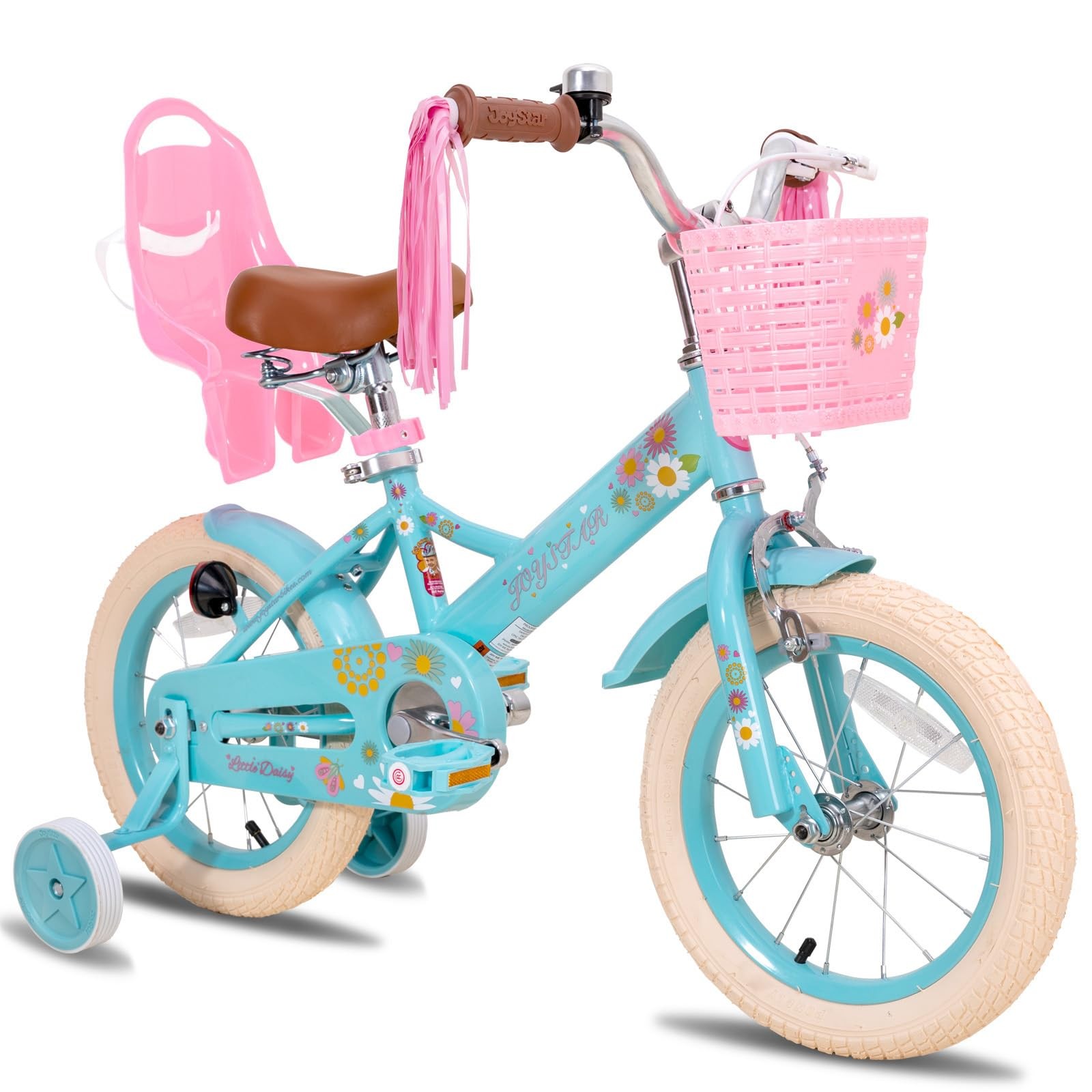 Kids Bike 12 Inch Training Wheels Doll Seat Basket Blue JOYSTAR 2-4 Little Daisy