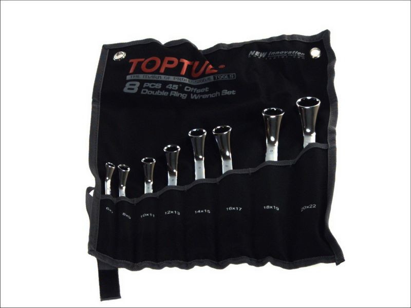 Lot d'outils TOPTUL GPAH0803 avec 8 clés polygonales coudées 45°