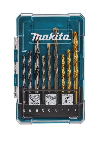 Makita D-71962 Bohrer-Set 9Tlg. Geeignet FüR 3Xholz, 3Xmetal, 3Xbeton 5, 6, 8 Mm-image