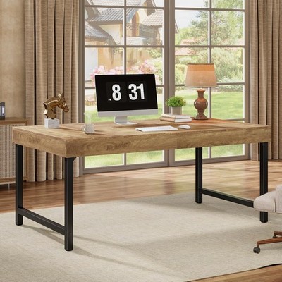 55''Industrial Executive Desk for Home Office, Rustic Simple Computer Laptop Desk