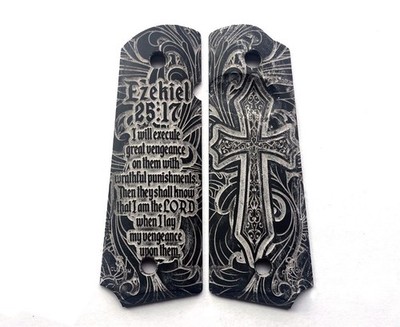 1911 Full Size Grips Engraved Ezekiel 25:17 Extreme Polymer