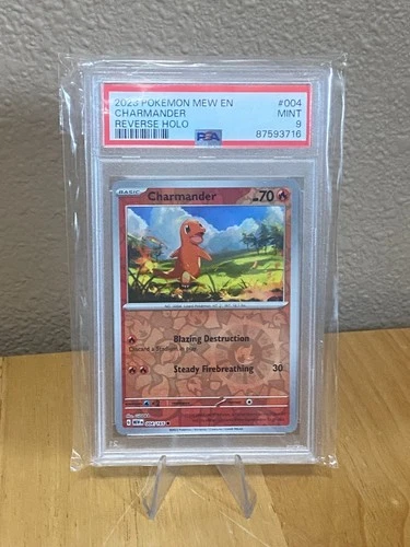 2023 POKEMON MEW EN CHARMANDER REVERSE HOLO CARD #004 PSA 9 MINT