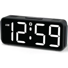 Small Digital Alarm Clock Plug in for Bedrooms Bedside, Tiny Electric Clock L...