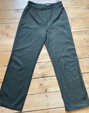 Apriori Green Wool Silk Mix Trousers Size 12 Straight Leg Smart Casual 40s Style