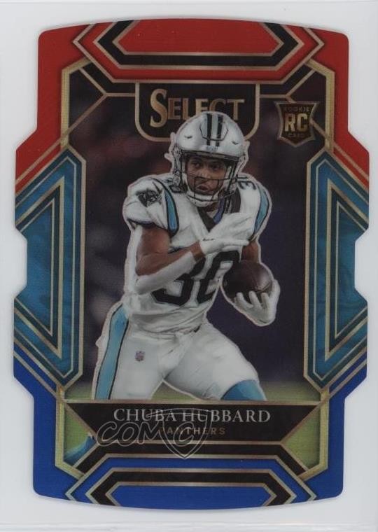 2021 Select Club Level Red & Blue Prizm Die-Cut Chuba Hubbard Rookie RC 0i5i