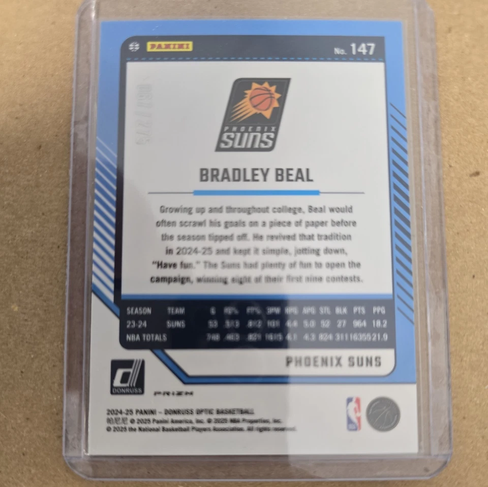 Baloncesto óptico Panini Donruss 2024-25 Bradley Beal #147 rosa brillo/275 Foto 2 de 3