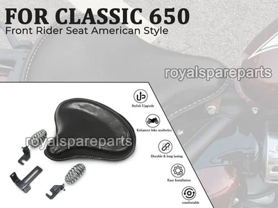 Siège Solo Type American Rider Avant Noir En Cuir Pour Royal Enfield Classic 650 - Photo 1/4