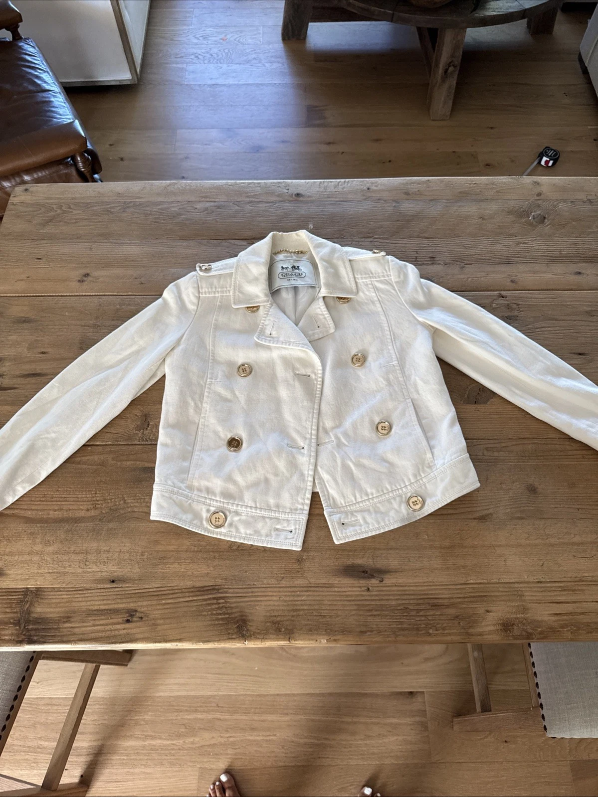 Giacca Coach panna cotone lino