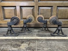 Set Of 4 Antique Cast Iron Casters - Vintage Furniture Casters - Wood Wheels