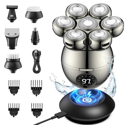 8D Electric Head Shaver for Bald Men, 6-in-1 Rotary Shaver with 8 Floating Heads