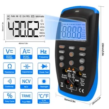 Digital Multimeter TRMS Autorange AC/DC Volt Amp Ohm Temp Continuity NCV 6000Cou