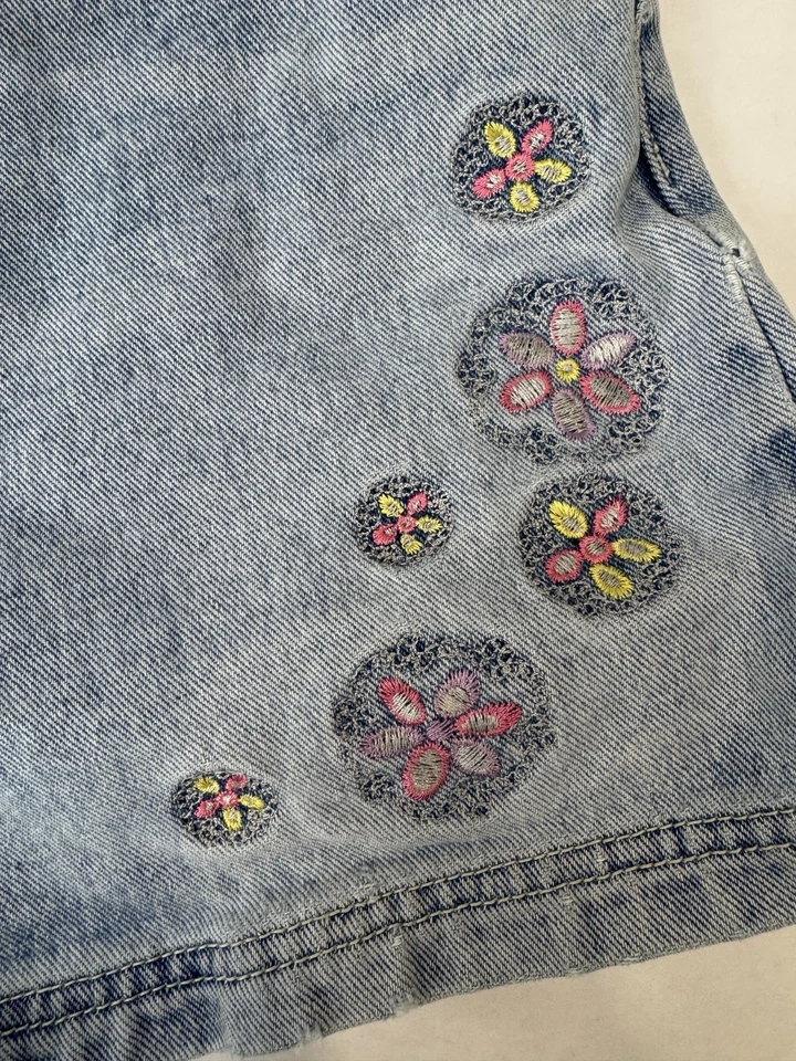 Vtg 80s No Excuses Embroidered Floral Jean Short Festival Grunge Y2K High Rise 9 - Image 3 of 4