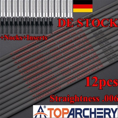31 Zoll Reiner Carbon Pfeilschaft ID 6,2 mm Geradheit 0,006 für Bogensport Jagd