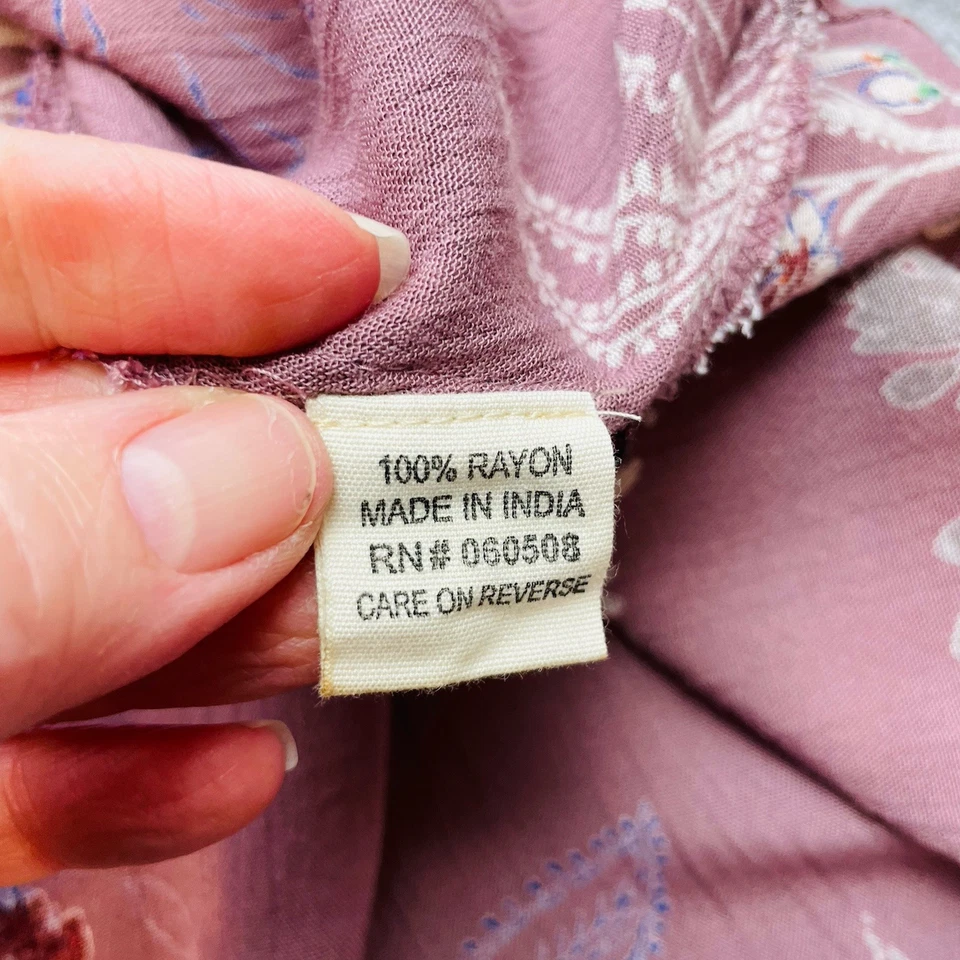 Romantic Gypsy Boho Blouse Womens 2X Purple Moody Floral Crocheted V Neck Flowy - Image 4 of 4