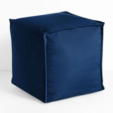 Sunbrella Top Stitch Pouf Cushion - Square, Outdoor Plush Ottoman & Foot Rest...
