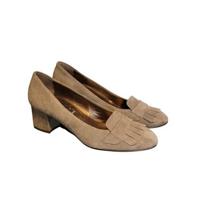 AGL Kilite Grayish Suede Fringe Low Heel Loafers Pump Size 36 US 6 NEW