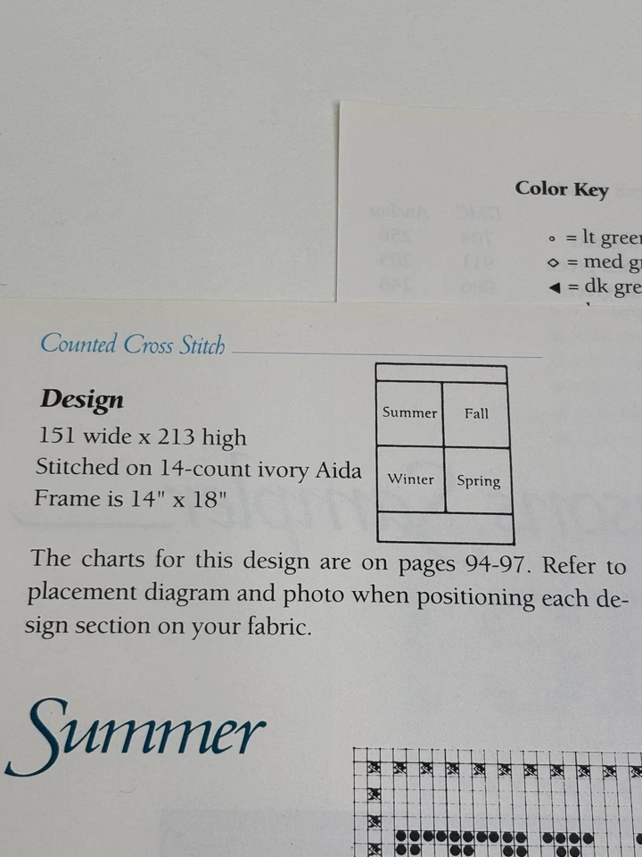 The Four Seasons Counted Cross Stitch Pattern Pages from Book - Image 2 of 3