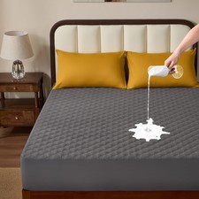Waterproof Mattress Protector Full Size Gray Deep Pocket Washable Microfiber