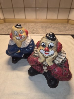 Spardosen Clowns Zwillinge 2 Stück Kindersparbüchsen  Geldeinwurf Figur Keramik