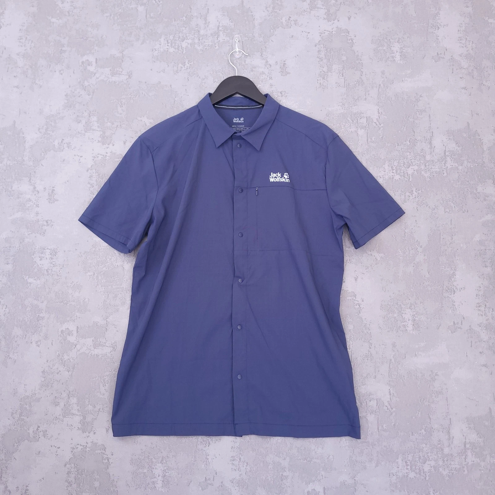 Jack Wolfskin Shirt Mens Medium Regular Fit Blue Hiking Stretch Outdoor