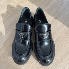 Prada brushed chunky loafer size 38 black leather