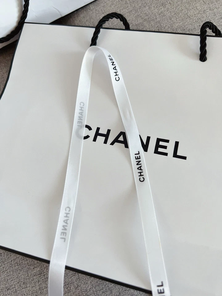 One Yard Of CHANEL Classic White Ribbon w/Black Logo Sold By the Yard - Image 3 of 3