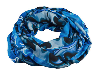 Damen-Rundschal Marmor blau Blautöne marmoriert  ca. 28 cm x 140 cm 100% Viskose