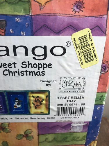 SANGO Sweet Shoppe Christmas 4-Part Relish/Snack Tray SUE ZIPKIN *NIB* - Picture 9 of 9