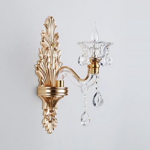 Vintage French Country Style Wall Light Sconce Candle Crystal Wall Lamp Sconce - Picture 8 of 10