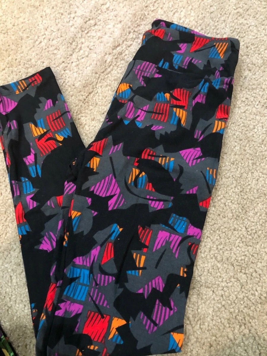 LuLaRoe OS Leggings One Size NWOT Neon Color Floral Fall Leaves Black #382