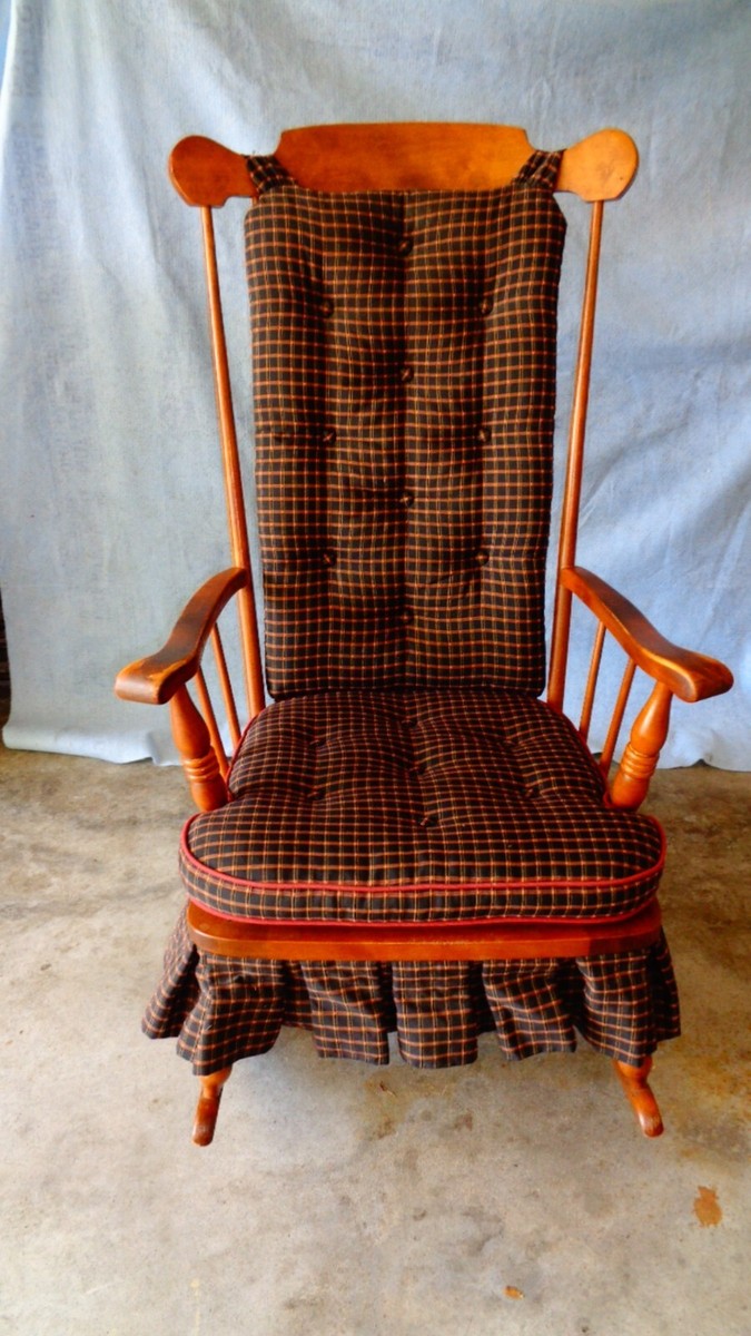 Vintage Tell City Furniture Upholstered Windsor Rocker - #48