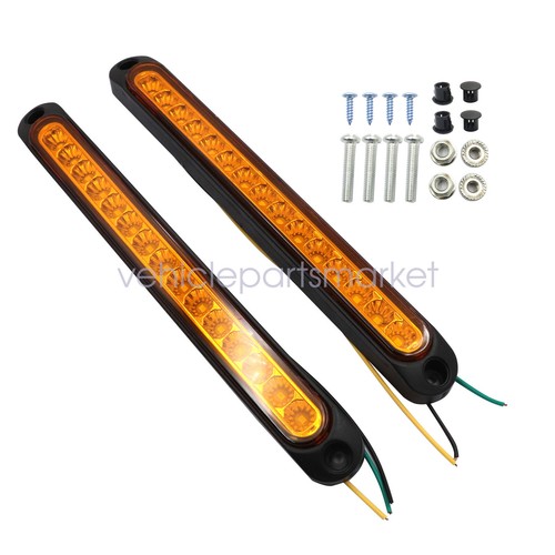 2PCS 15LED Car Truck DRL Light Bar Brake Rear Turn Signal Stop tail Strip Amber - Picture 6 of 19