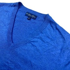 Brooks Brothers Men's Supima L/S Cotton V-Neck Sweater Blue   M