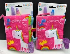 x2 Sensory Snuggables Unicorn Fun Make Believe Ideas Soft Crinkle Baby Book