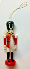 Vintage Red Nutcracker Wood Christmas Ornament 4 in Nice Detail Rare EX complete