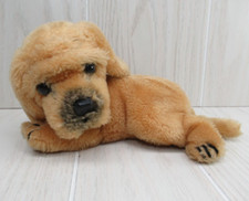 Dakin plush small yellow lab golden retriever 1981 vintage puppy dot lying down