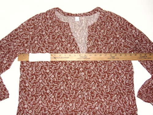 Old Navy Long Sleeve Womens Shirt Knit Top XL Rayon Brown Floral - Foto 7 di 9