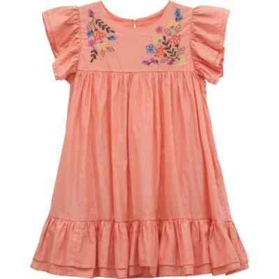 PEEK KIDS  Embroidered Metallic Dress, Peach